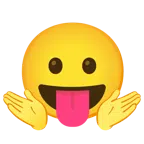 persona encogida de hombros + cara sacando la lengua