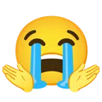 persona encogida de hombros + cara llorando fuerte