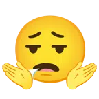 persona encogida de hombros + cara exhalando
