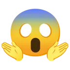persona encogida de hombros + cara gritando de miedo