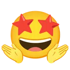 persona encogida de hombros + cara sonriendo con estrellas