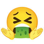 persona encogida de hombros + cara vomitando
