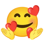 persona encogida de hombros + cara sonriendo con corazones