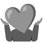persona encogida de hombros + corazón gris