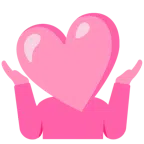 persona encogida de hombros + corazón rosa