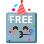 partide eğlenen yüz + FREE düğmesi