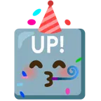 partide eğlenen yüz + UP! düğmesi