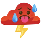 schwitzendes Gesicht + Wolke mit Blitz