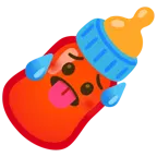 schwitzendes Gesicht + Babyflasche