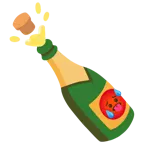 schwitzendes Gesicht + Flasche mit knallendem Korken