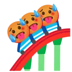 schwitzendes Gesicht + Achterbahn