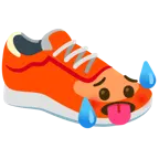 schwitzendes Gesicht + Sportschuh