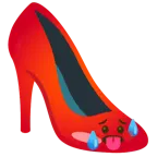 schwitzendes Gesicht + Stöckelschuh