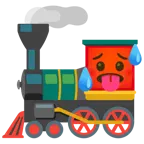 schwitzendes Gesicht + Dampflokomotive