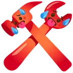 schwitzendes Gesicht + Hammer und Schraubenschlüssel