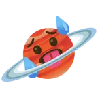 schwitzendes Gesicht + Ringplanet