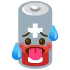 schwitzendes Gesicht + schwache Batterie