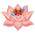 schwitzendes Gesicht + Lotusblüte