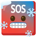 frierendes Gesicht + SOS-Zeichen