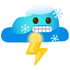 frierendes Gesicht + Wolke mit Blitz