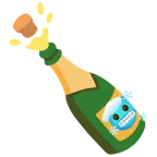 frierendes Gesicht + Flasche mit knallendem Korken