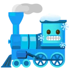 frierendes Gesicht + Dampflokomotive
