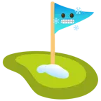 frierendes Gesicht + Golffahne