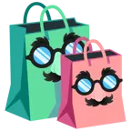 cara disfrazada + bolsas de compras