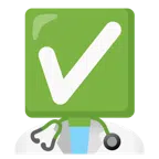 เครื่องฟังตรวจ + ปุ่มเครื่องหมายถูก