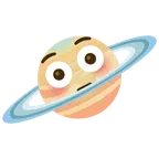 Ringplanet + errötetes Gesicht mit großen Augen