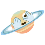 Ringplanet + Gesicht mit durch die Finger linsendem Auge