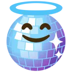 palla da discoteca + faccina con sorriso e aureola