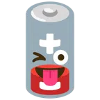 batteria scarica + faccina che fa l’occhiolino e mostra la lingua