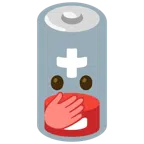 batteria scarica + faccina con occhi aperti e mano sulla bocca