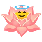 Lotusblüte + lächelndes Gesicht mit Heiligenschein