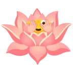 Lotusblüte + Gesicht mit durch die Finger linsendem Auge