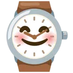 Armbanduhr + lächelndes Gesicht mit lachenden Augen