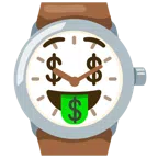 Armbanduhr + Gesicht mit Dollarzeichen