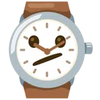 Armbanduhr + Gesicht mit schrägem Mund