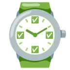 orologio + pulsante segno di spunta
