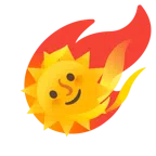 Komet + Sonne mit Gesicht