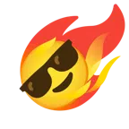 Komet + lächelndes Gesicht mit Sonnenbrille