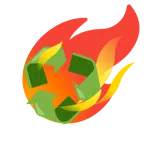 Komet + Recycling-Symbol