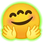 radioactive + smiling face with open hands