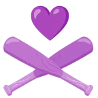 palla da baseball + cuore viola