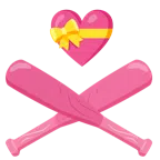 palla da baseball + cuore con fiocco