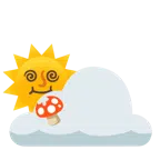 Sonne hinter Wolke + Fliegenpilz