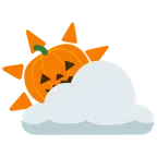 Sonne hinter Wolke + Halloweenkürbis