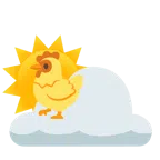 Sonne hinter Wolke + Huhn
