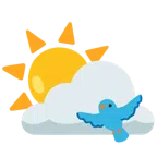 Sonne hinter Wolke + Vogel